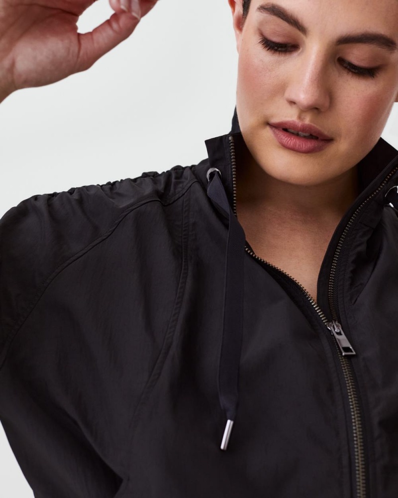 Spanx Organza Windbreaker Women's Tops Black | 28MEQPAZX