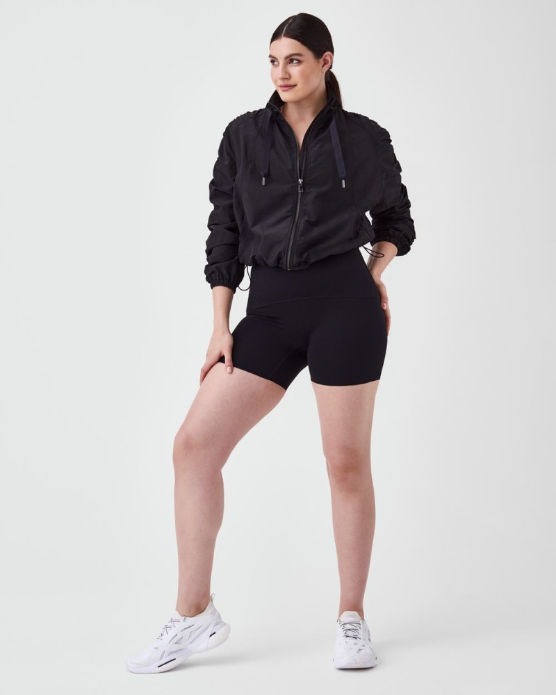 Spanx Organza Windbreaker Women's Tops Black | 28MEQPAZX