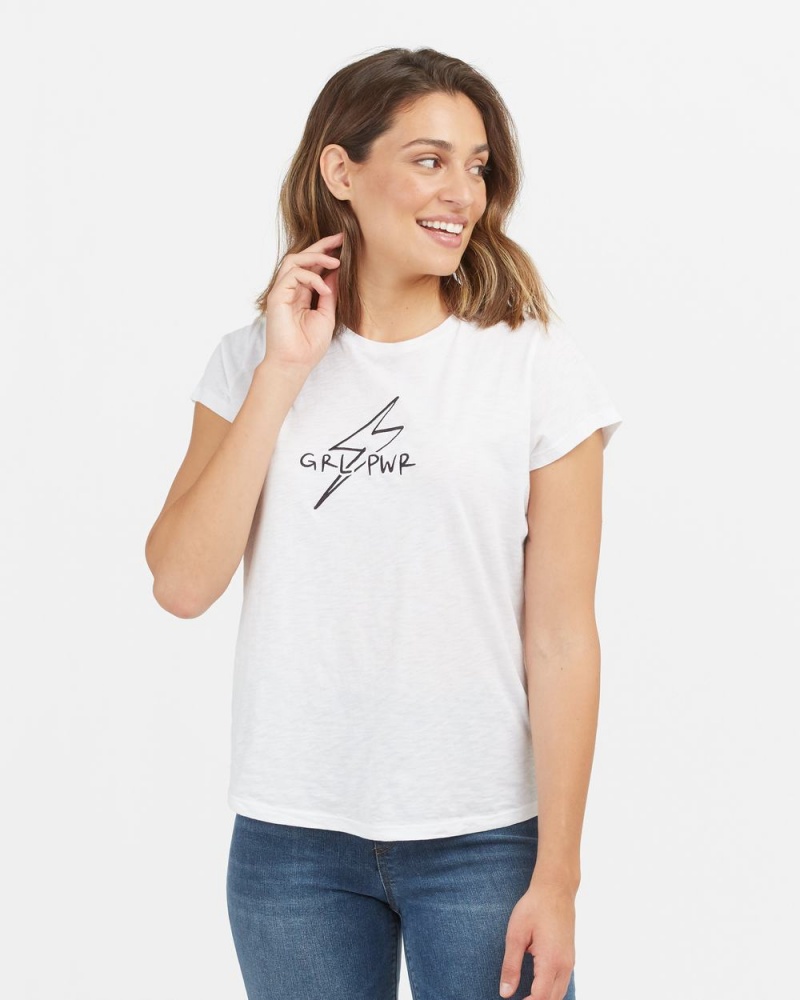 Spanx Pima Cotton Embroidered Graphic Women's T-Shirts White | 03LRDSHIA