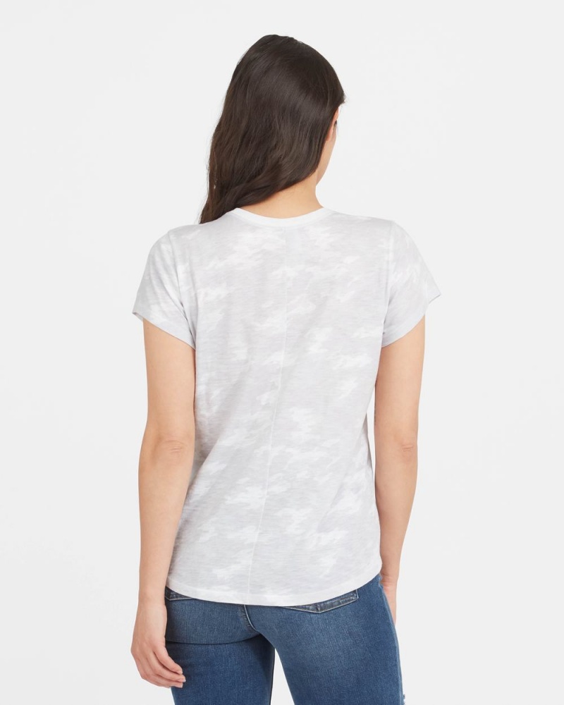 Spanx Pima Cotton Printed Graphic Women's T-Shirts White Camo | 90NGWSZJO