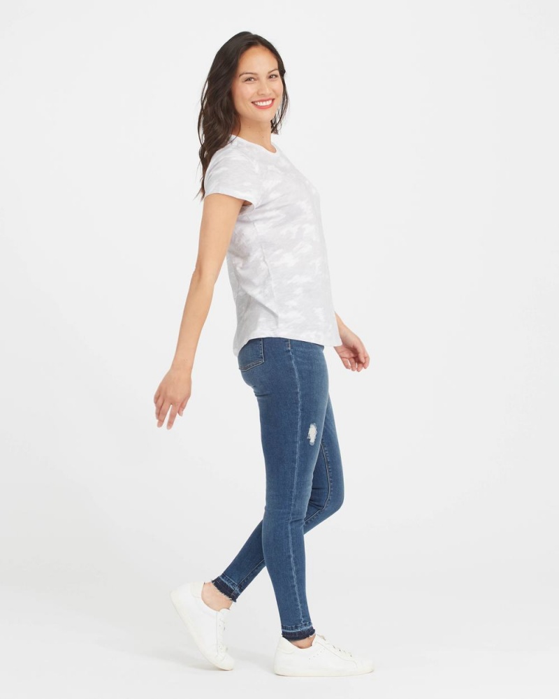 Spanx Pima Cotton Printed Graphic Women's T-Shirts White Camo | 90NGWSZJO