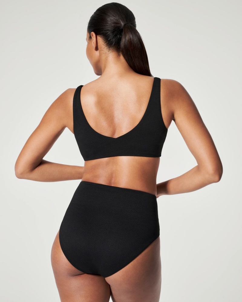 Spanx Pique Shaping High Rise Swim Bottom Women's Swimwear Black | 93YSBDRNM