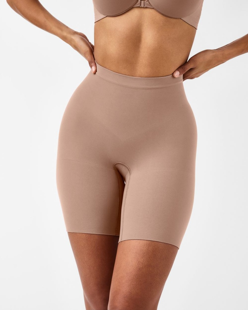 Spanx Power Women's Shorts Cafe Au Lait | 14MYXLKEF