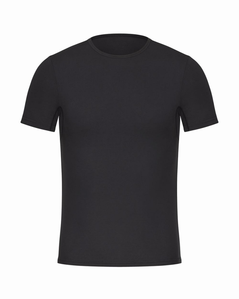 Spanx Sculpt Cotton Crew Neck Men\'s Undershirts Black | 16OPHERFY