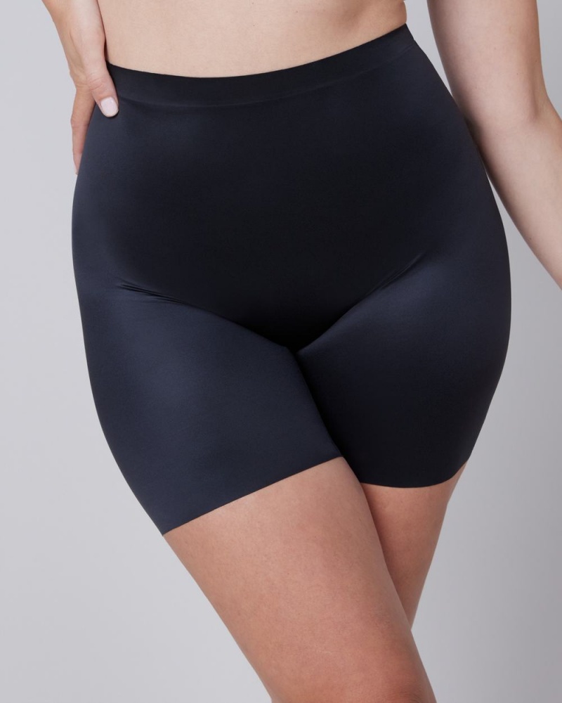 Spanx Shaping Satin Mid-thigh Women's Shorts Black | 93GYRDBWA