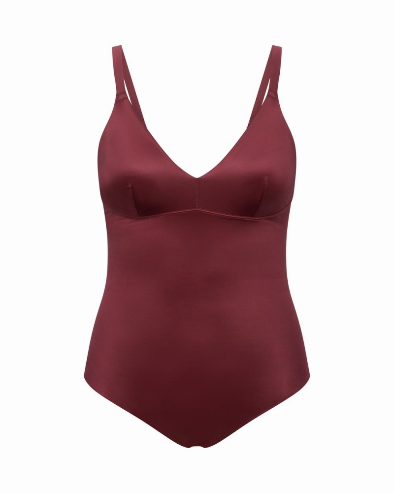 Spanx Shaping Satin Thong Women's Bodysuits Burgundy | 62ONDYABQ