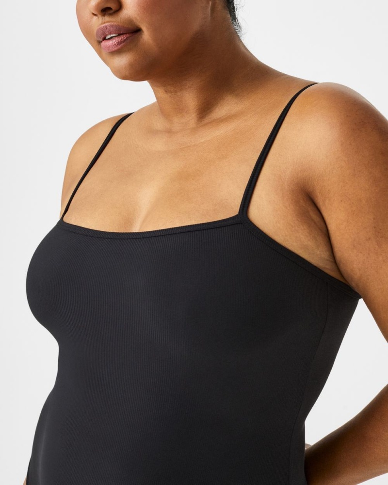 Spanx Suit Yourself Ribbed Cami Women's Bodysuits Black | 82QGISOKD