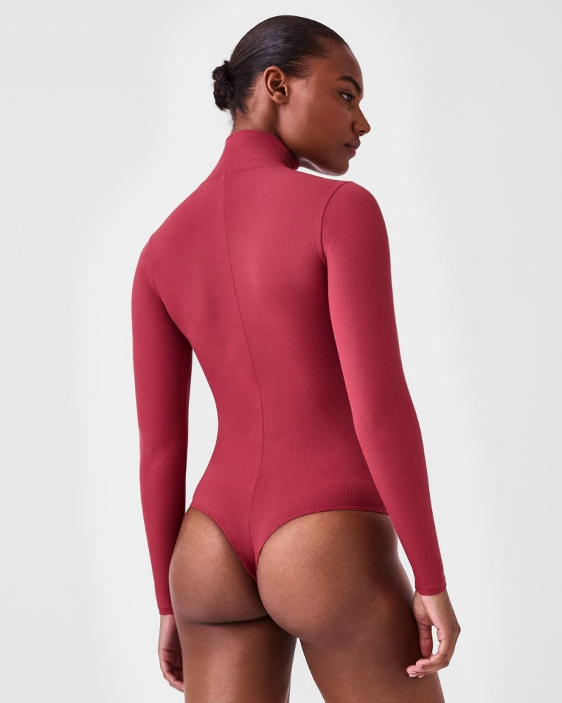 Spanx Suit Yourself Ribbed Long Sleeve Turtleneck Women's Bodysuits Rose | 80LQDRMEW