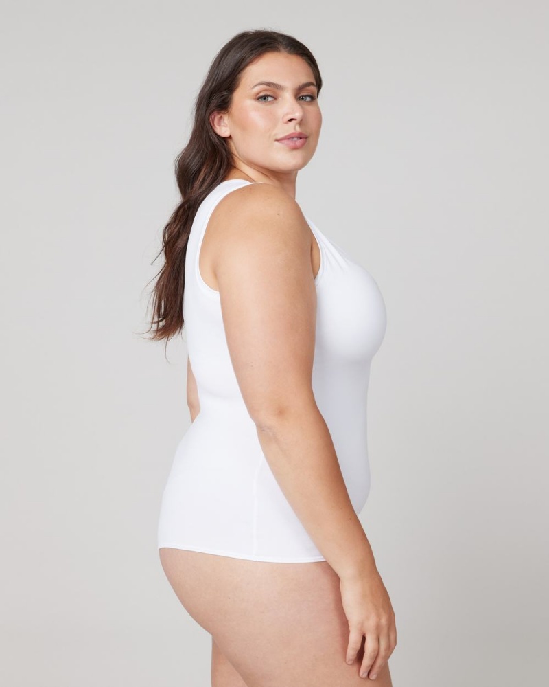 Spanx Suit Yourself V-Neck Tank Women's Bodysuits White | 60UXBHPQL