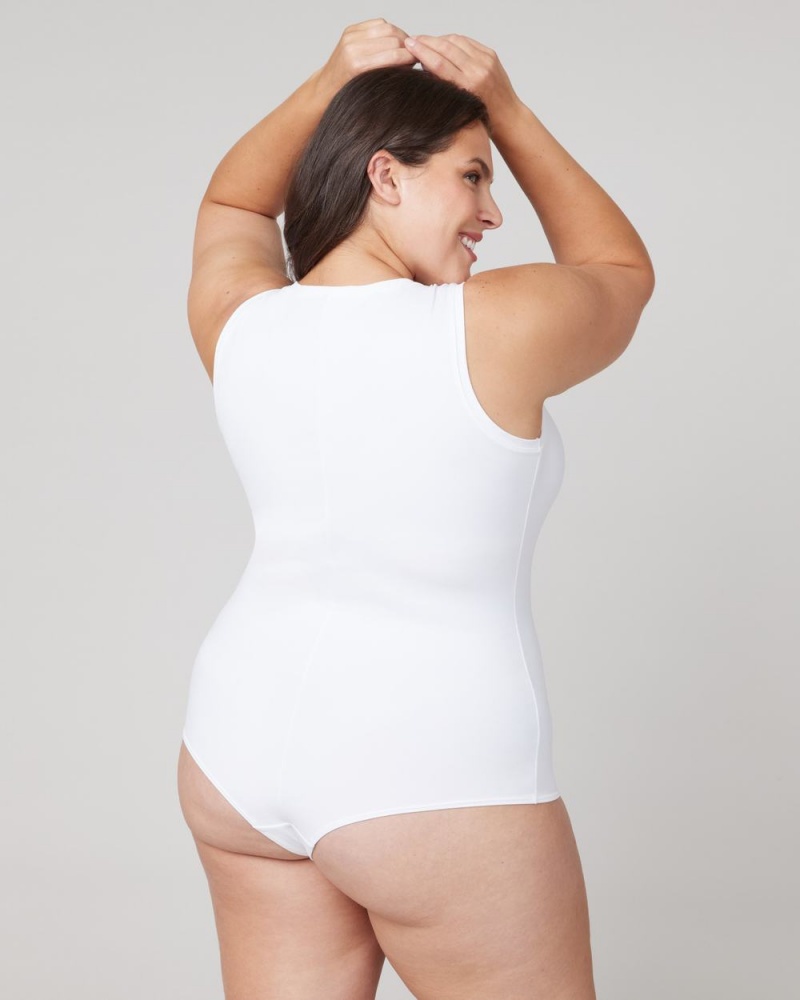 Spanx Suit Yourself V-Neck Tank Women's Bodysuits White | 60UXBHPQL