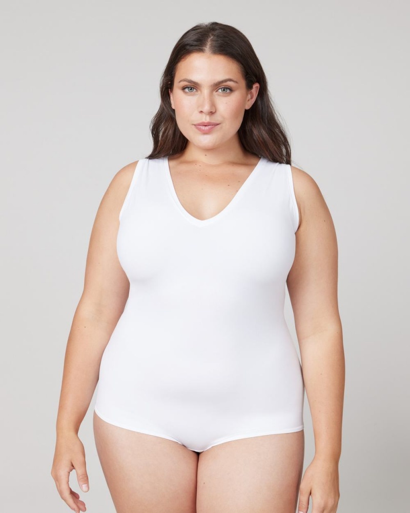 Spanx Suit Yourself V-Neck Tank Women\'s Bodysuits White | 60UXBHPQL