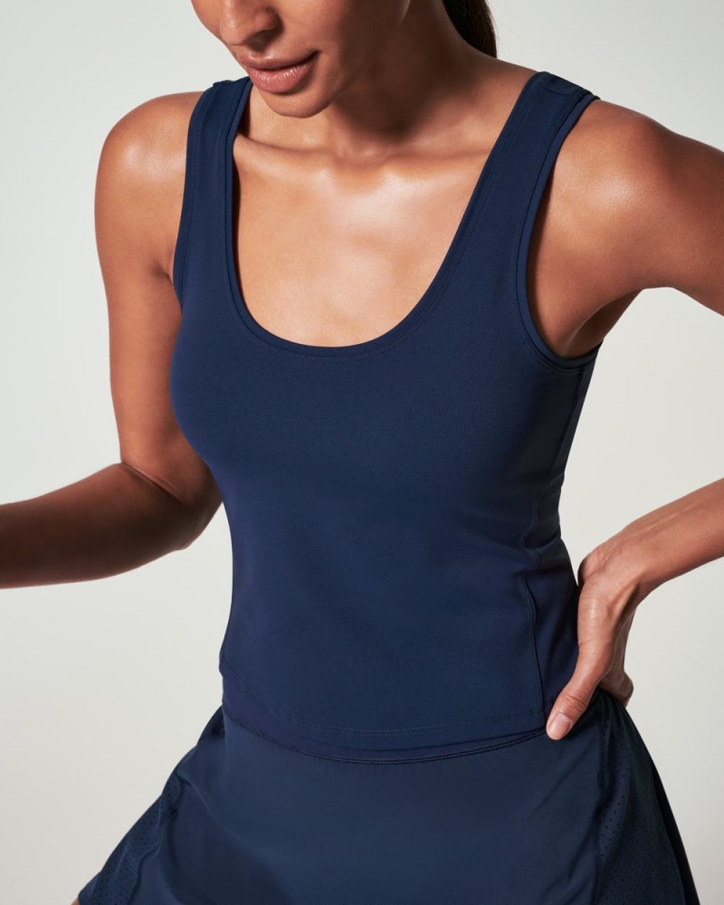 Spanx The Get Moving Fitted Women's Tank Top Navy | 68DVABJOH