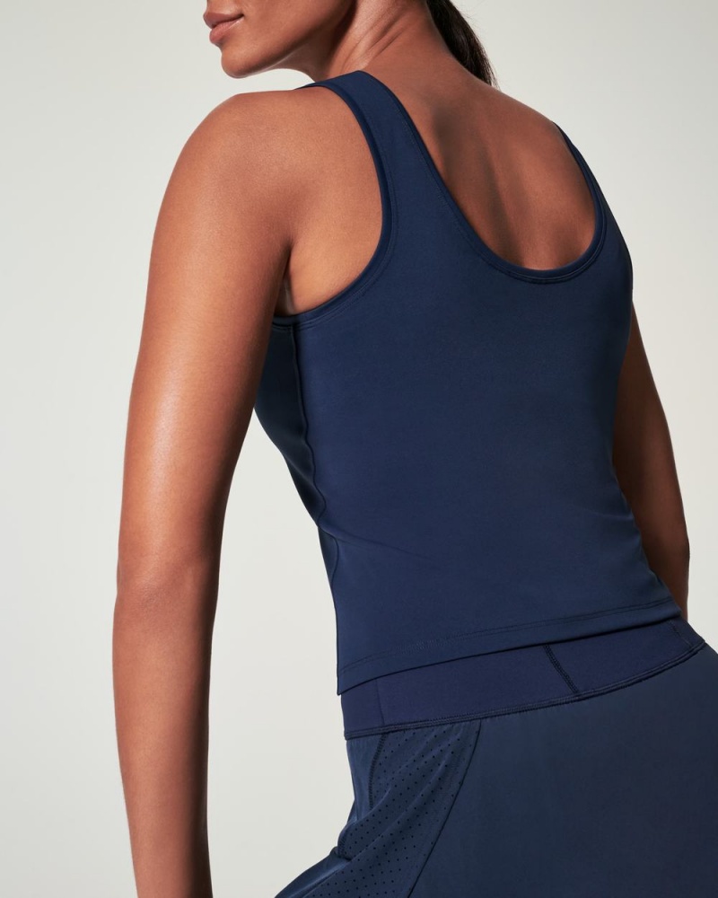 Spanx The Get Moving Fitted Women's Tank Top Navy | 68DVABJOH