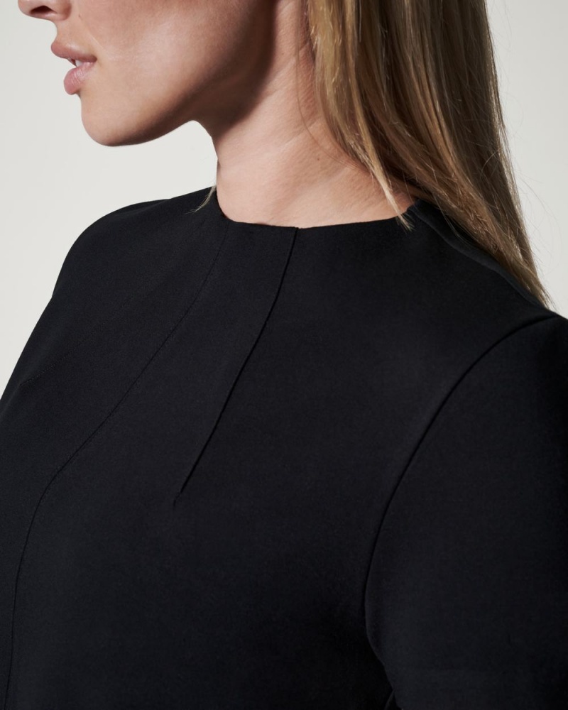 Spanx The Perfect Funnel Neck Women's Tops Black | 65MZASONT