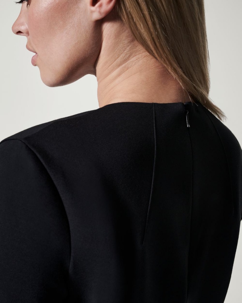 Spanx The Perfect Funnel Neck Women's Tops Black | 65MZASONT