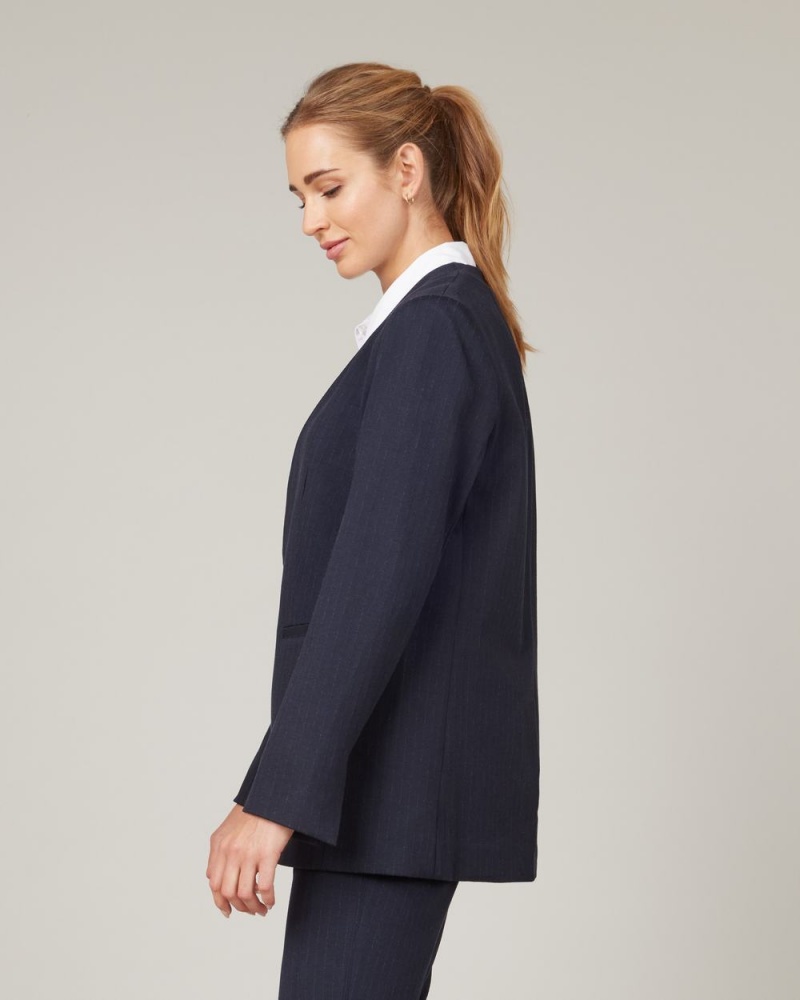 Spanx The Perfect Oversized Blazer Women's Tops Navy / Grey | 60SAYLEBR