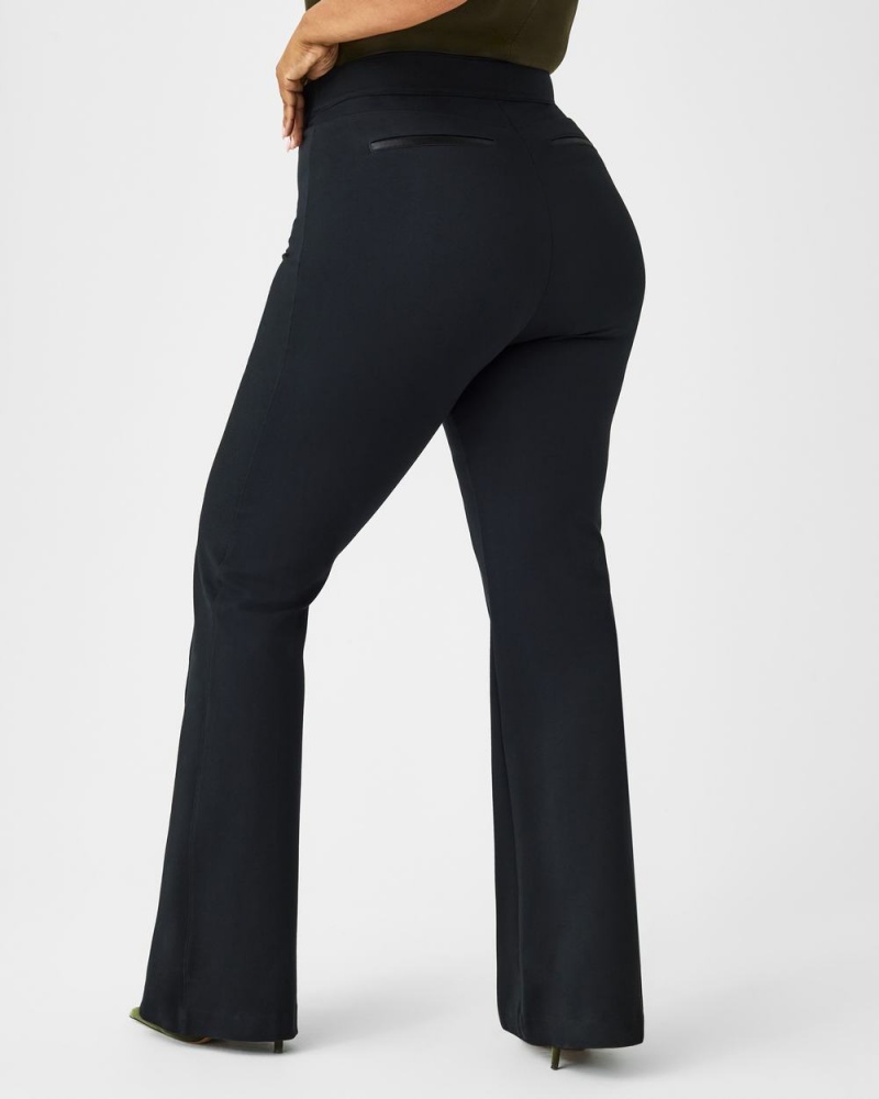 Spanx The Perfect Pant, Hi-Rise Flare in Houndstooth Jacquard Women's Pants Black | 36YPDVIRL