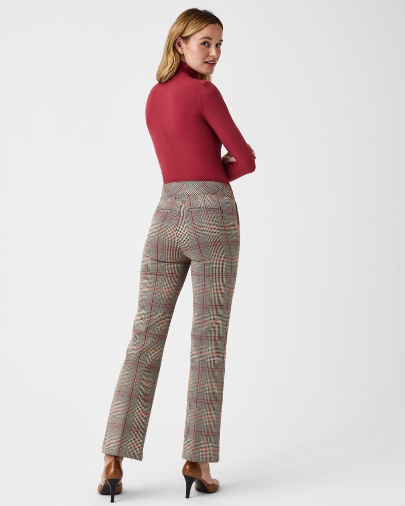 Spanx The Perfect Pant, Kick Flare in Orange Pop Plaid Jacquard Women's Pants Orange | 05IDSRYGA