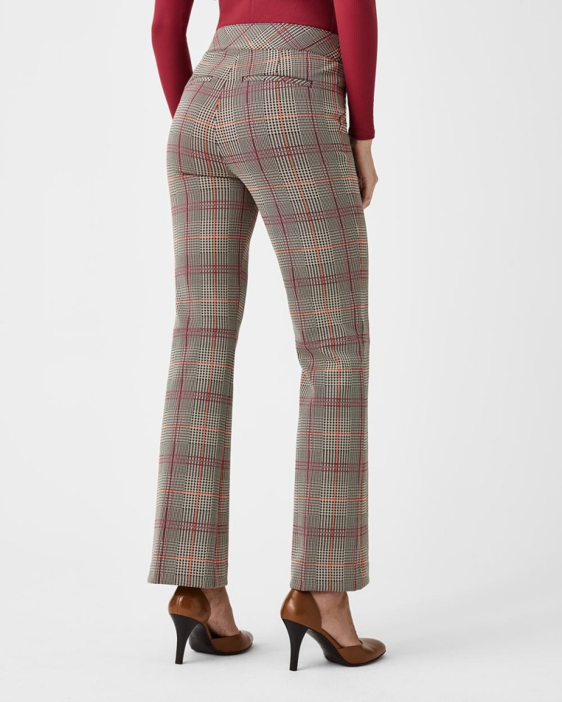 Spanx The Perfect Pant, Kick Flare in Orange Pop Plaid Jacquard Women's Pants Orange | 05IDSRYGA