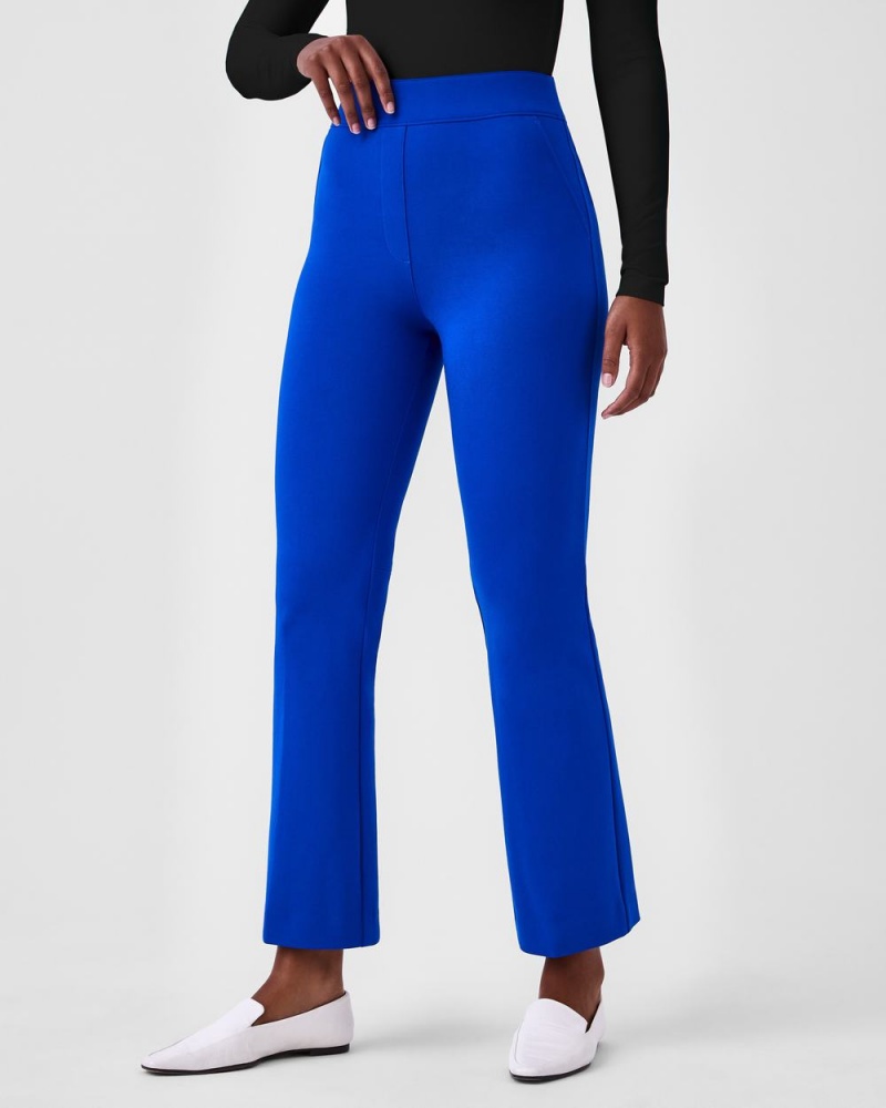 Spanx The Perfect Pant, Kick Flare in Orange Pop Plaid Jacquard Women's Pants Blue | 29JKCEAQZ