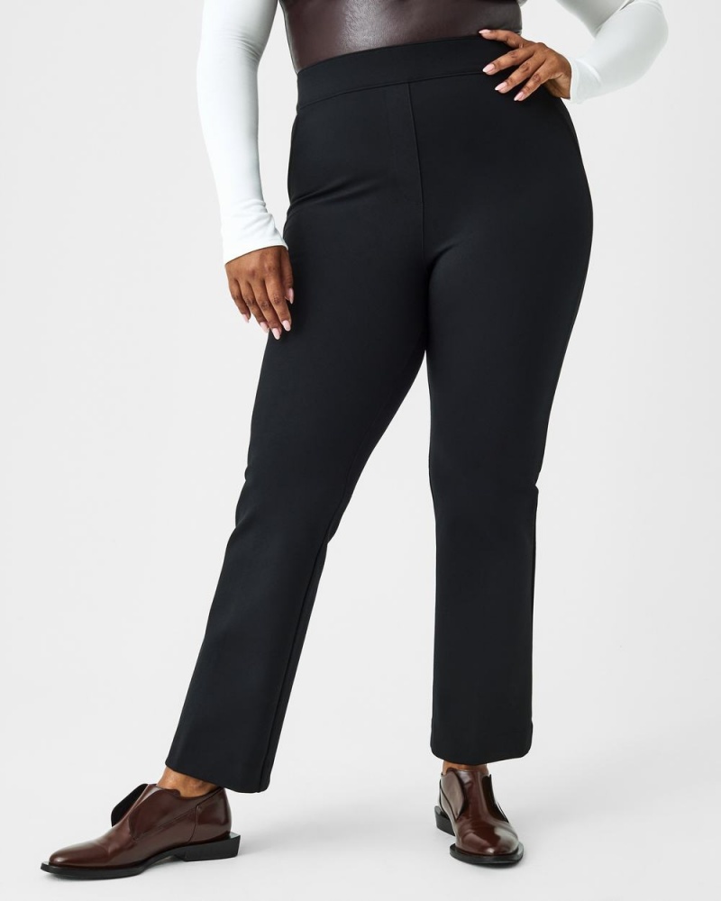 Spanx The Perfect Pant, Kick Flare in Orange Pop Plaid Jacquard Women's Pants Black | 23MSHLDIP