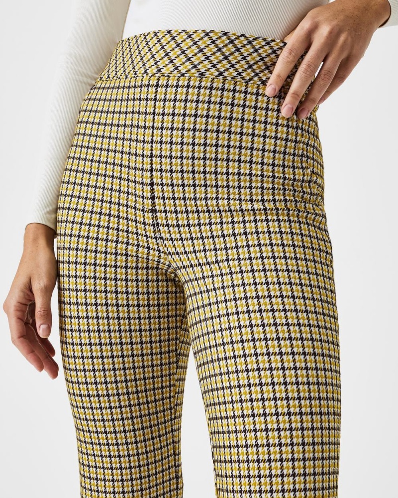 Spanx The Perfect Pant, Kick Flare in Orange Pop Plaid Jacquard Women's Pants Dijon Houndstooth | 91KNXVFIJ