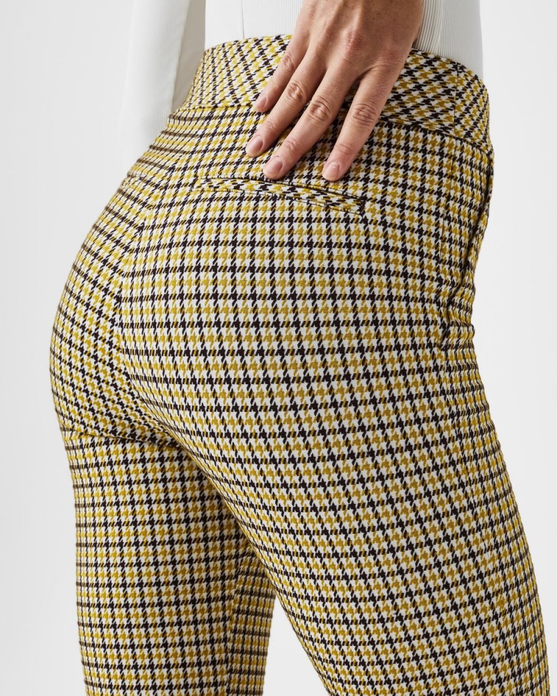 Spanx The Perfect Pant, Kick Flare in Orange Pop Plaid Jacquard Women's Pants Dijon Houndstooth | 91KNXVFIJ