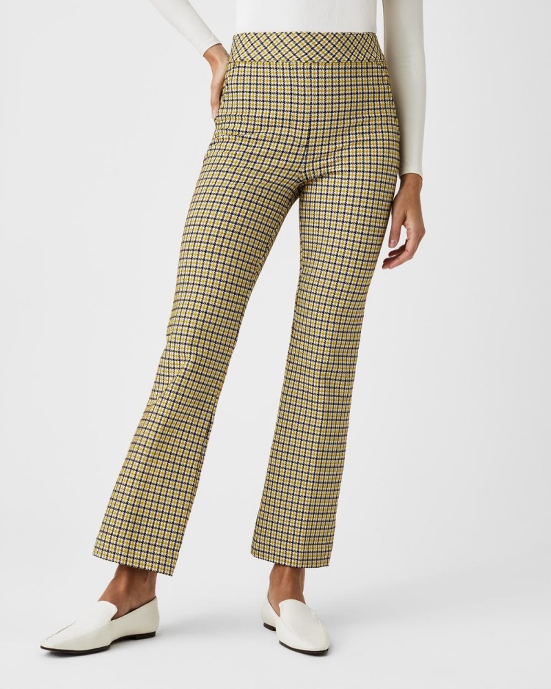 Spanx The Perfect Pant, Kick Flare in Orange Pop Plaid Jacquard Women's Pants Dijon Houndstooth | 91KNXVFIJ