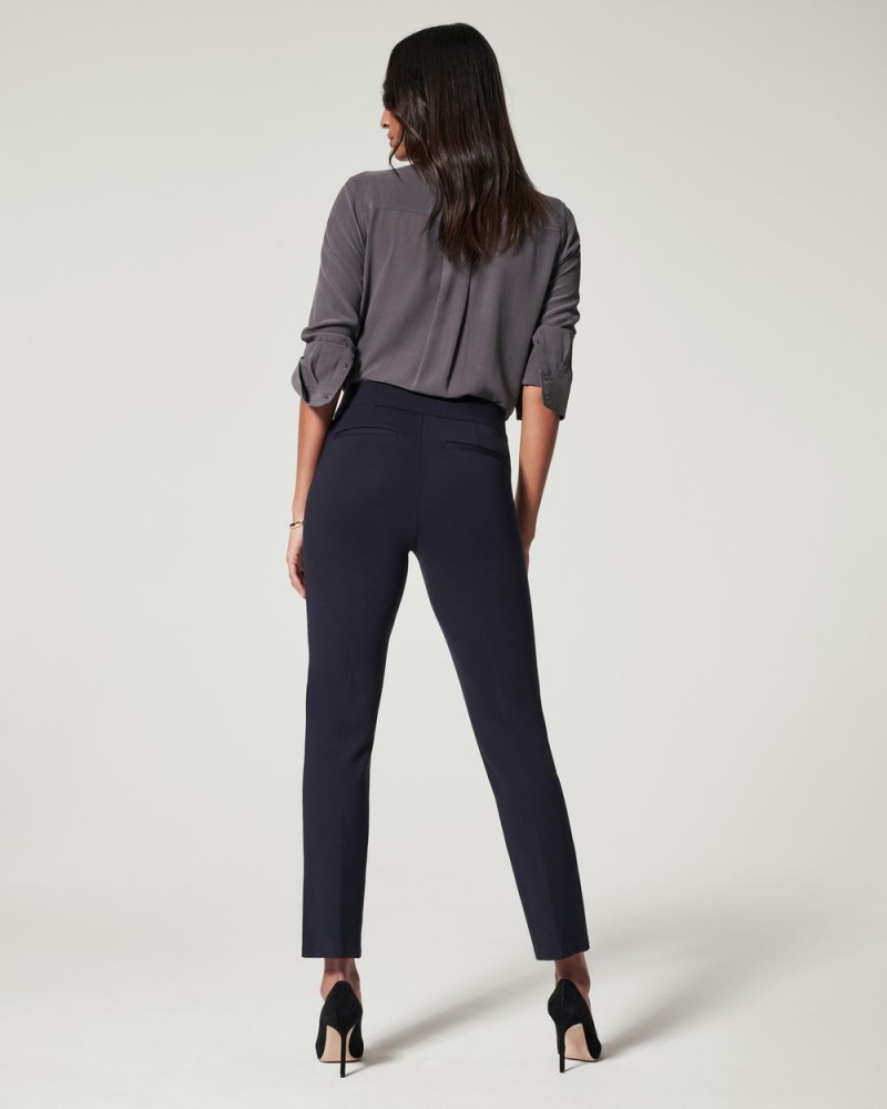 Spanx The Perfect Pant, Slim Straight Women's Pants Navy | 01RKEZMHQ