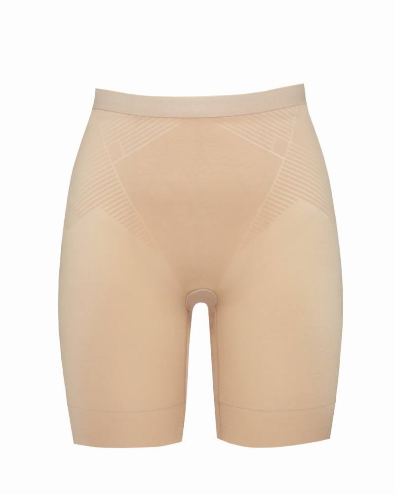 Spanx Thinstincts® 2.0 Mid-Thigh Women\'s Shorts Beige | 59IDURZPX