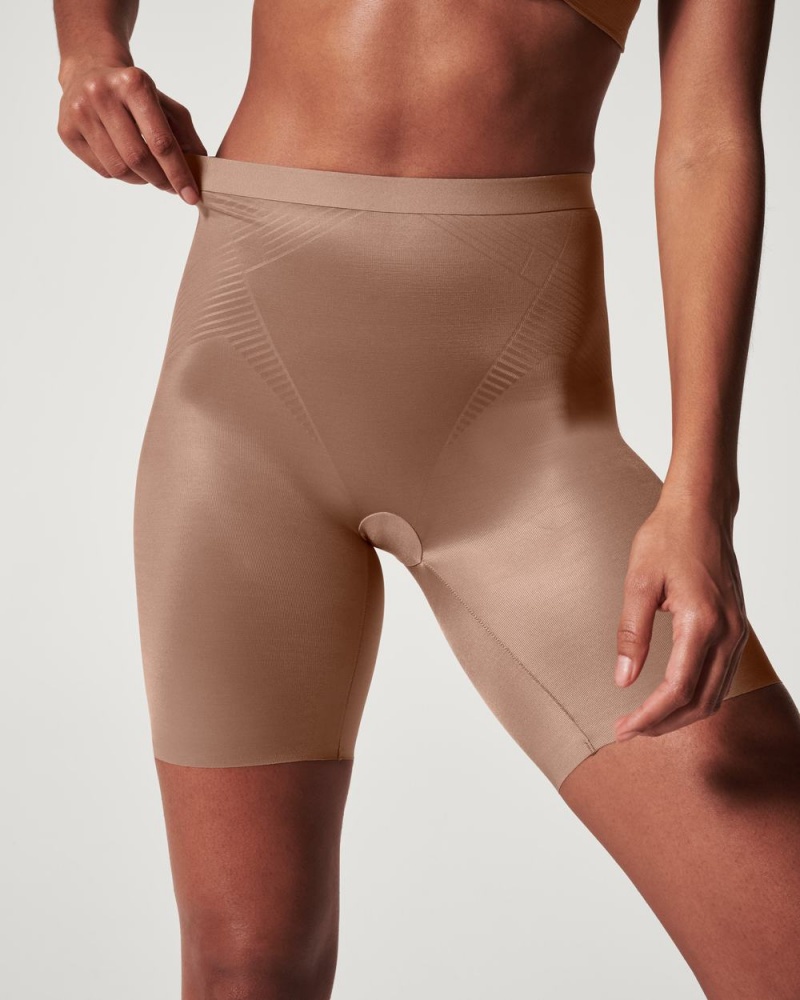 Spanx Thinstincts® 2.0 Mid-Thigh Women's Shorts Cafe Au Lait | 40KFEIJXQ