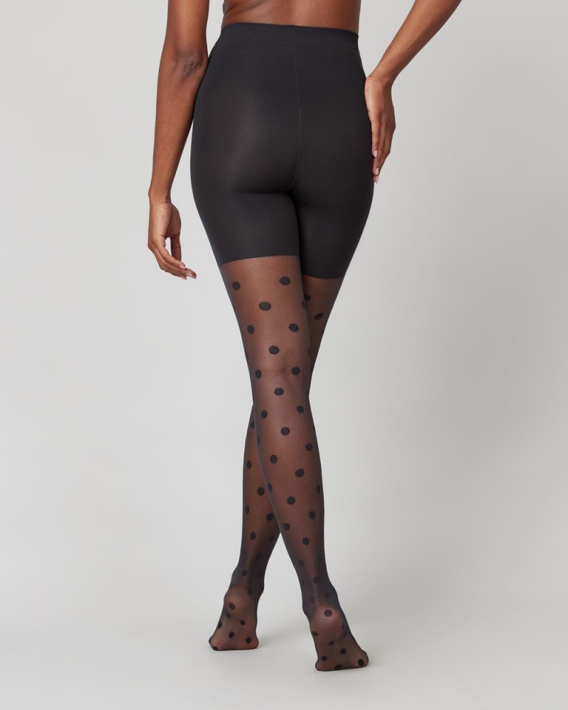 Spanx Tight-End Tights®, Sheer Polka Dot Women's Tights Black | 83TRNHASU