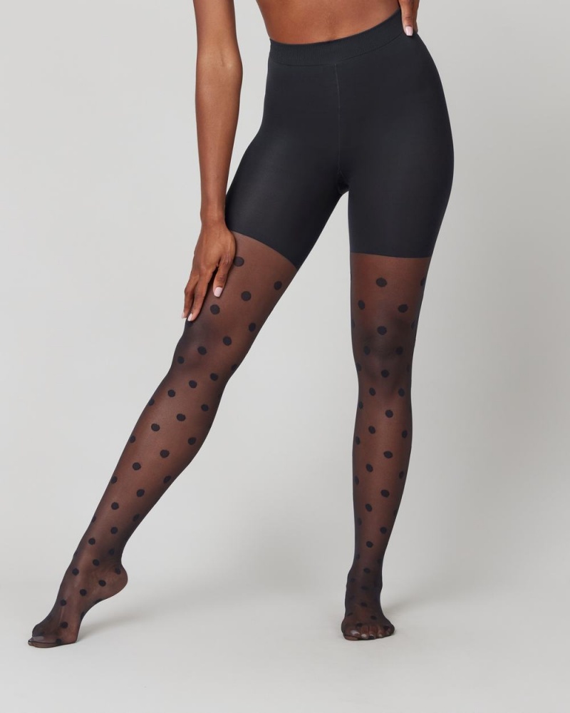 Spanx Tight-End Tights®, Sheer Polka Dot Women's Tights Black | 83TRNHASU