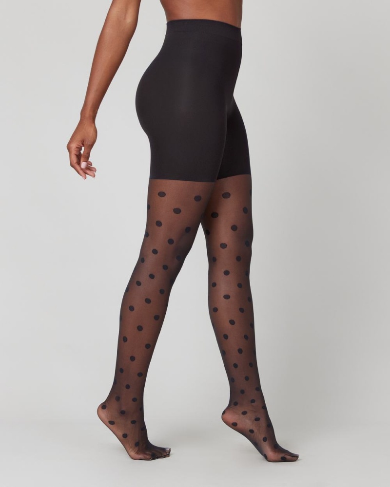 Spanx Tight-End Tights®, Sheer Polka Dot Women's Tights Black | 83TRNHASU