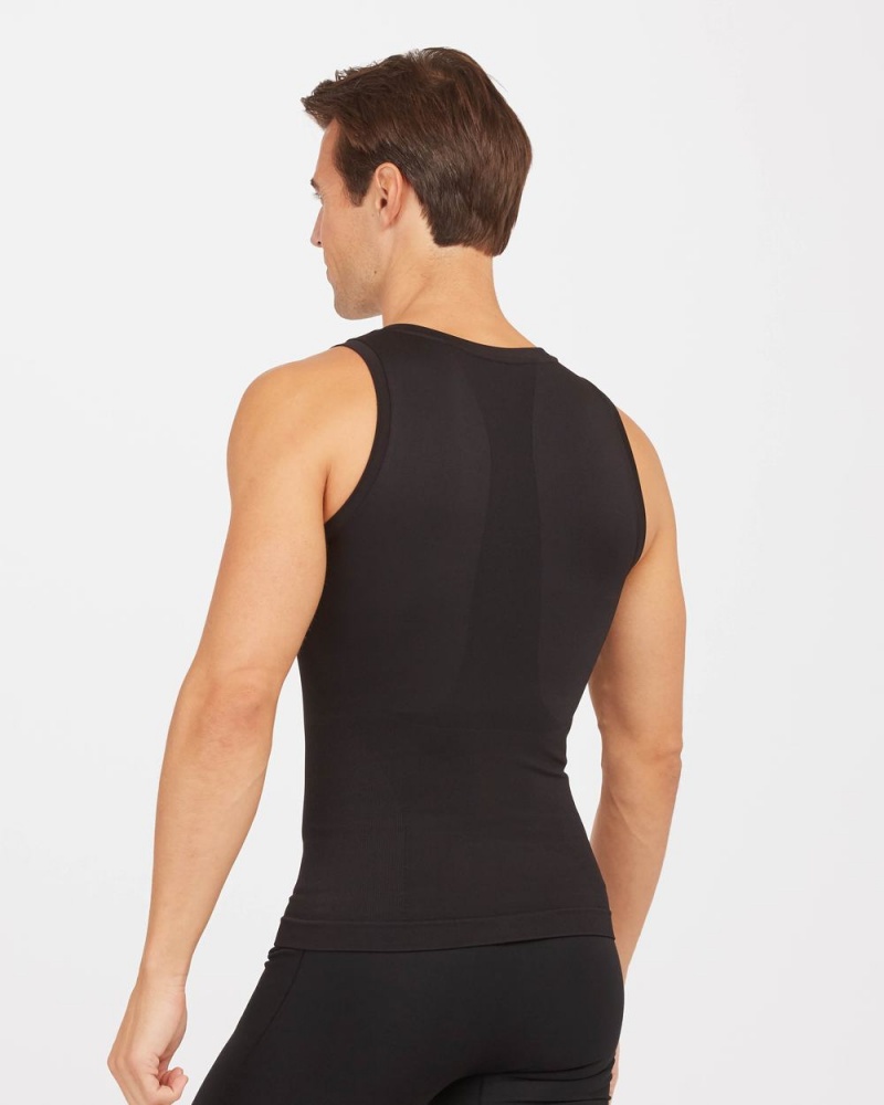 Spanx Ultra Sculpt Seamless Men's Tank Top Black | 15FYHBVEQ