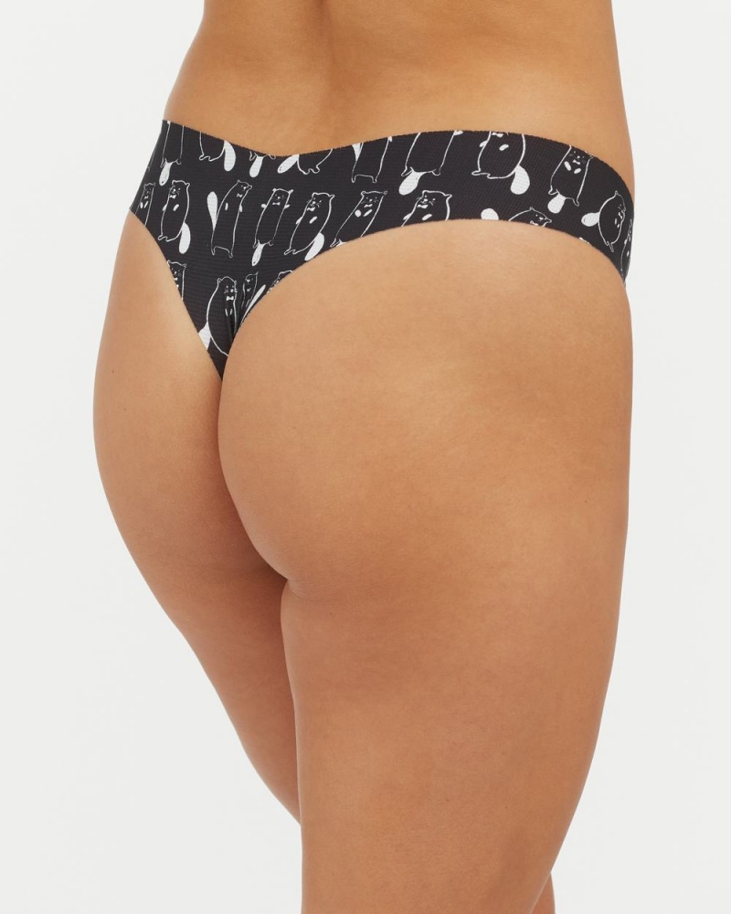 Spanx Under Statements® Women's Thong Black | 96CDKFSQA