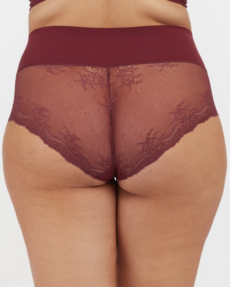 Spanx Undie-tectable® Lace Hi-Hipster Women's Panties Burgundy | 32MYRGAZT