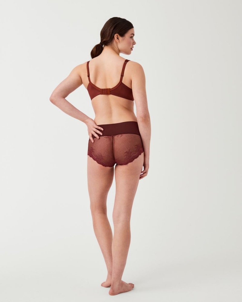 Spanx Undie-tectable® Lace Hi-Hipster Women's Panties Brown / Rose | 48YOXUEHZ