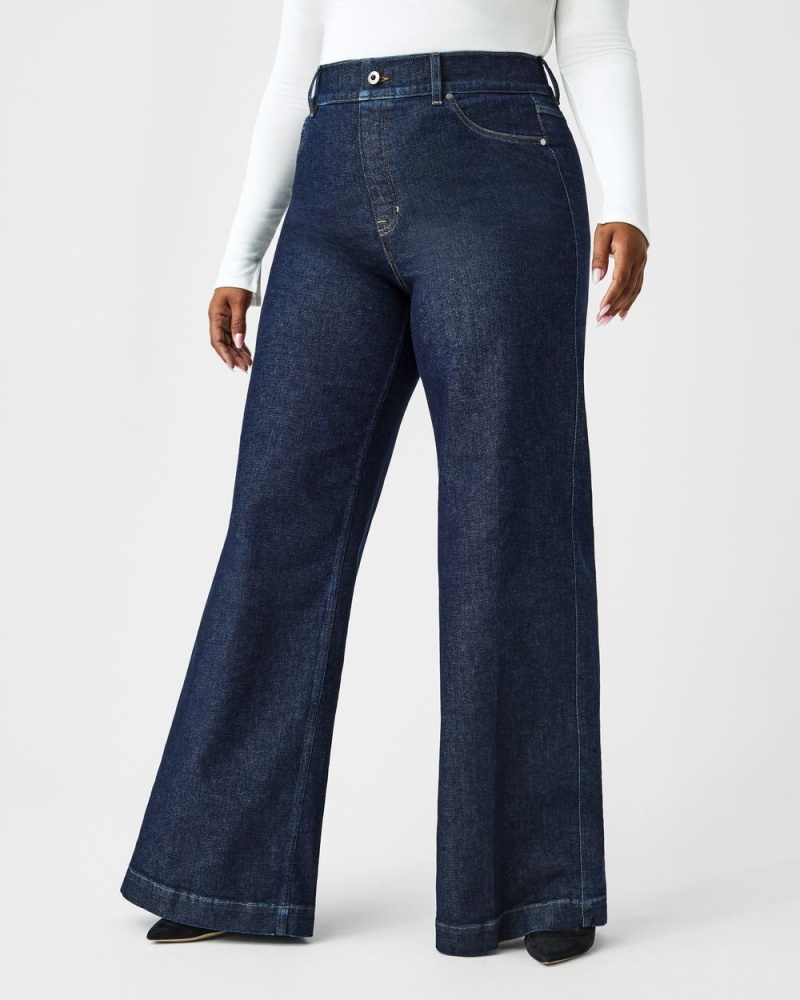 Spanx Wide Leg Women's Jeans Indigo | 39ENPJBCU