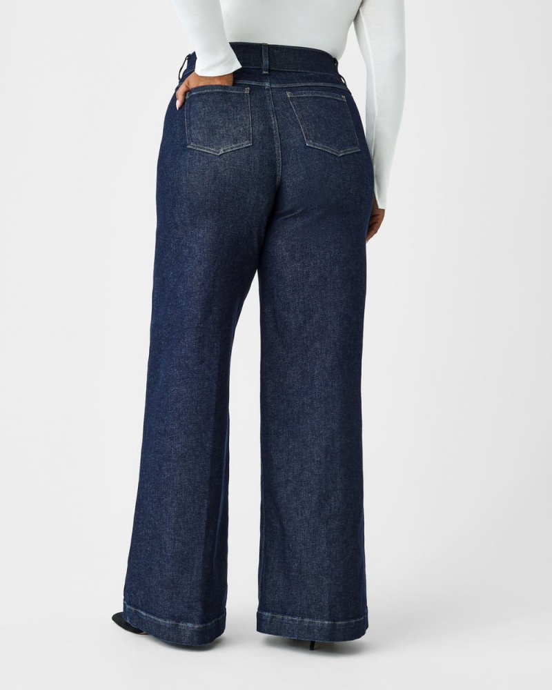 Spanx Wide Leg Women's Jeans Indigo | 39ENPJBCU