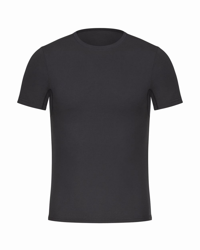 Spanx Zero Sculpt Cotton Modal Crew Neck Men\'s Undershirts Black | 65AJZSGQI