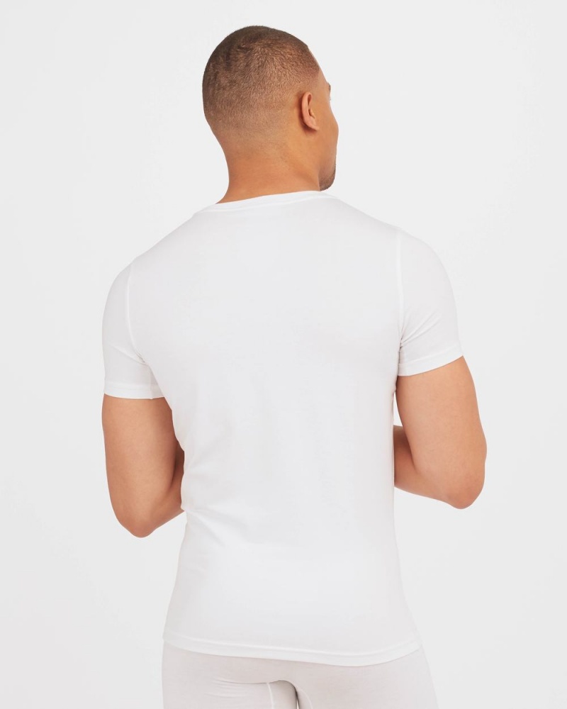 Spanx Zero Sculpt Cotton Modal Crew Neck Men's Undershirts White | 75DPGAIEC