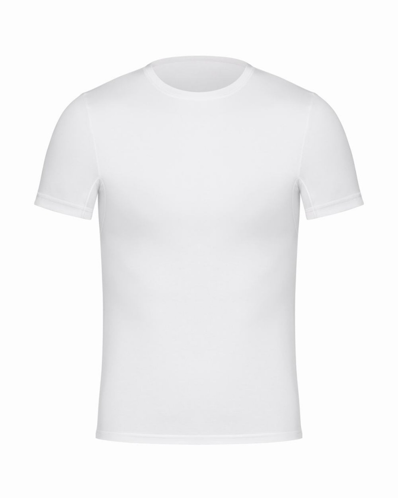 Spanx Zero Sculpt Cotton Modal Crew Neck Men\'s Undershirts White | 75DPGAIEC